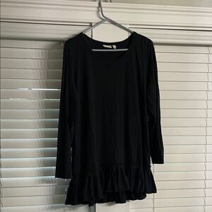 LOGO by Lori Goldstein Black Tunic Top